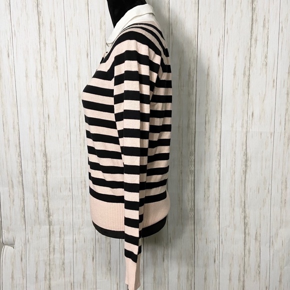 JOIE Gabbe stripped polo sweater pink black stripe size small - Picture 5 of 9